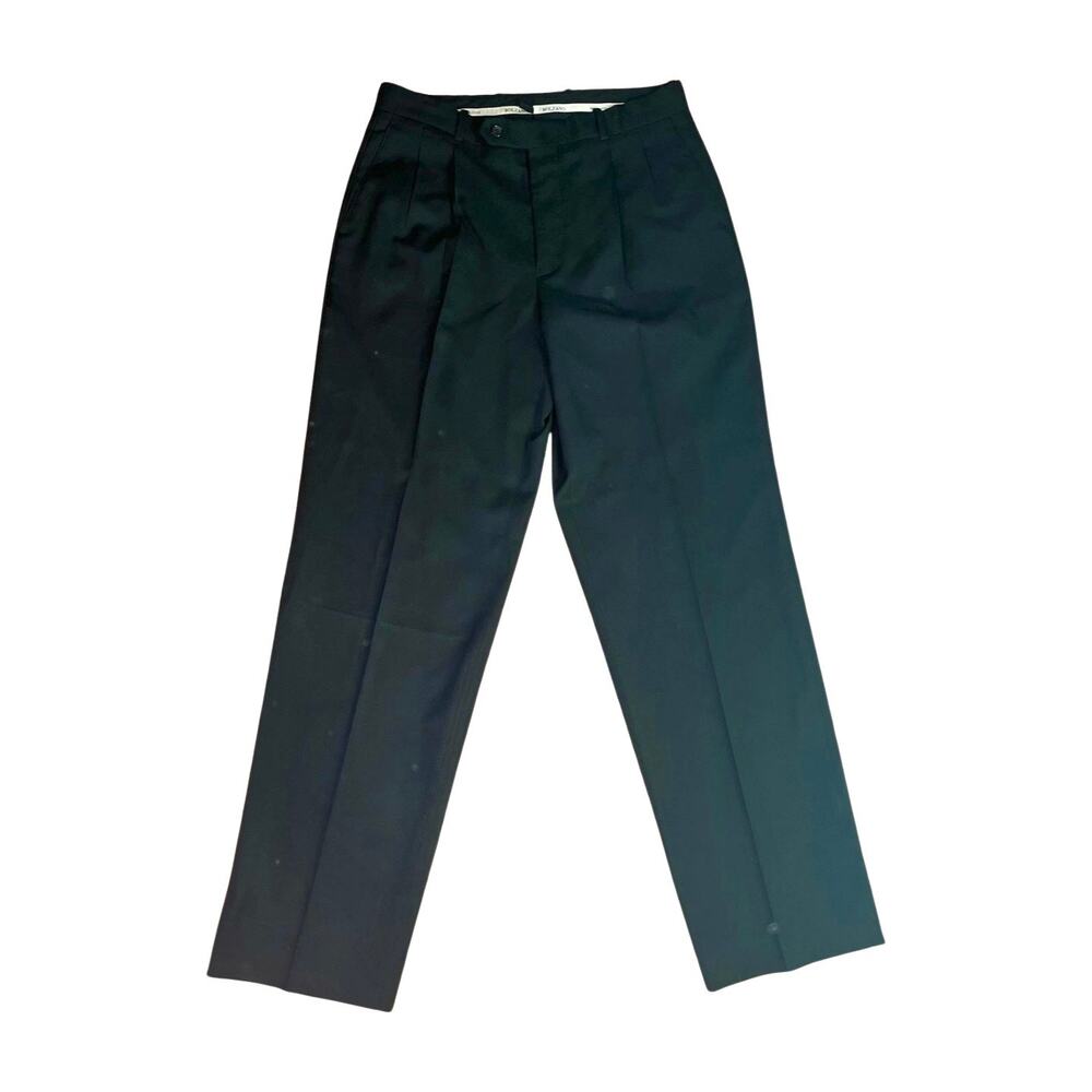 Bolzano Black Dress Pants Mens 32R Flat Front Classic Fit Business Formal Slacks